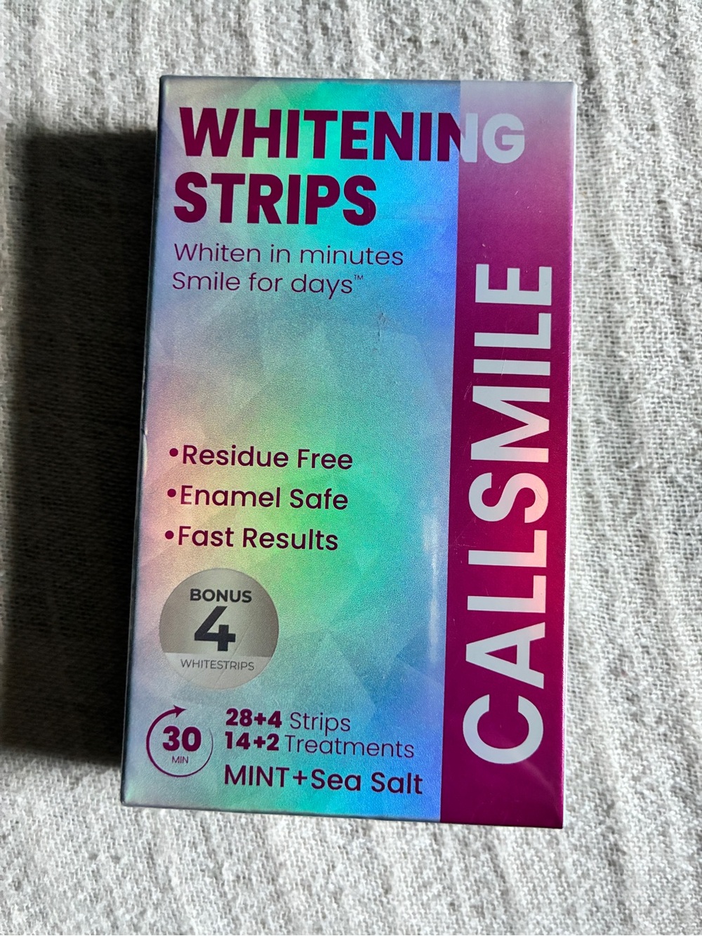 CALLSMILE Teeth Whitening Strips Mint + Sea Salt, Sensitive teeth 32 strips, NEW
